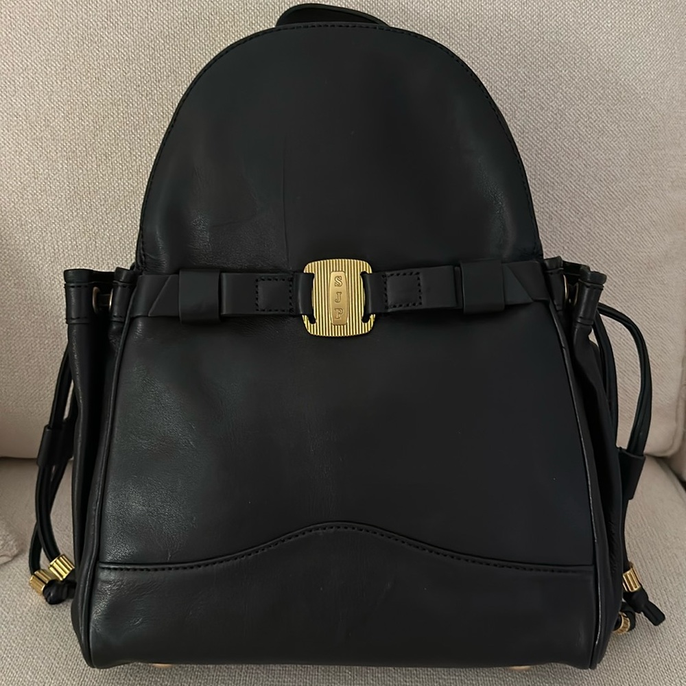 SJP BY Sarah Jessica Parker Black Leather Backpack Purse